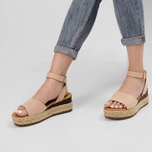 Nude suede dream pairs espadrilles platform sandals